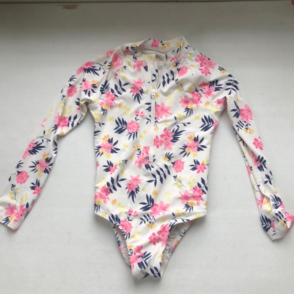 Wonder nation size 7/8 girls long sleeve swim suit